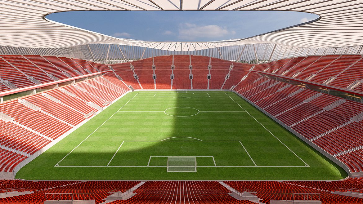 Shanghai's New Football Stadium - SAIC Motor Pudong Arena, interior view